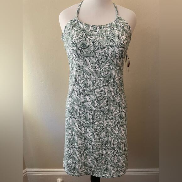 Eddie Bauer Harmony Dress in Green/White Leaf Pattern Large - Picture 2 of 9